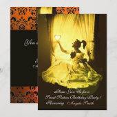 SWEET16 BIRTHDAY PARTIJ GEEL ZWART DAMASK Gold Kaart (Voorkant / Achterkant)