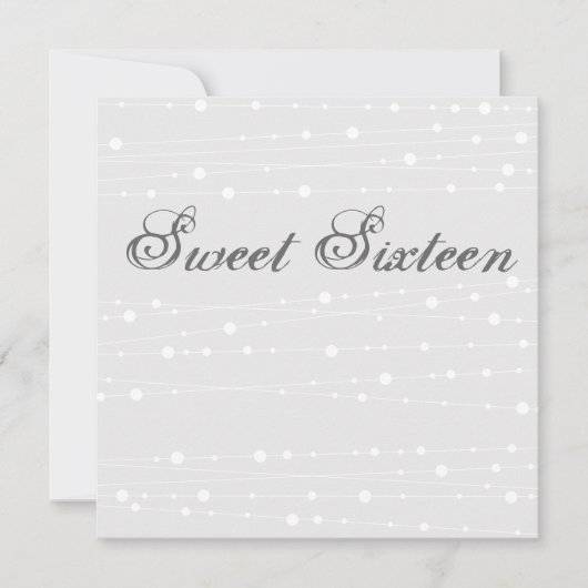 Sweet16 Blauw & Wit Kralen Verjaardag Uitnodiging (Voorkant)