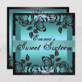 Sweet16 Blauwe nam Elegant Verjaardag uitnodigt Kaart (Voorkant / Achterkant)