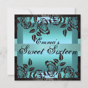 Sweet16 Blauwe nam Elegant Verjaardag uitnodigt Kaart