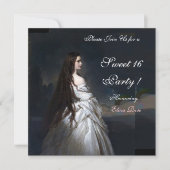 SWEET16 FEESTJE,ROOD,ZWART EN WIT DAMAST KAART (Voorkant)