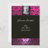 SWEET16 PARTIJ, PINK, ZWARTE EN WITTE DAMASK KAART (Achterkant)