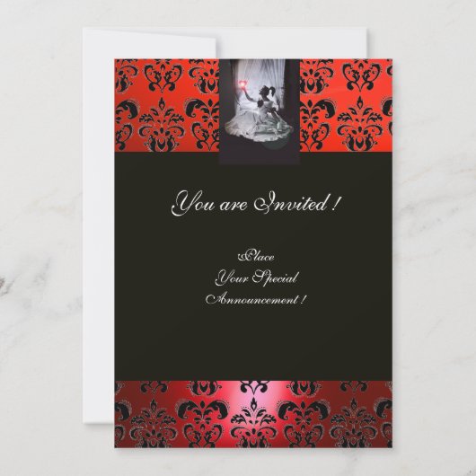 SWEET16 PARTIJ, RODE, ZWARTE EN WITTE DAMASK KAART (Achterkant)