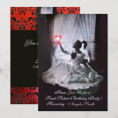 SWEET16 PARTIJ, RODE, ZWARTE EN WITTE DAMASK KAART (Voorkant / Achterkant)