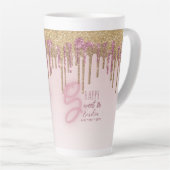  Sweet16 ROSEGOLD DRIPPING GLITTER BRUNETTE Latte Mok (Rechterhoek)