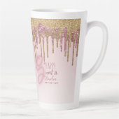  Sweet16 ROSEGOLD DRIPPING GLITTER BRUNETTE Latte Mok (Rechts)