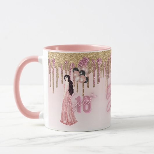  Sweet16 ROSEGOLD DRIPPING GLITTER BRUNETTE Mok (Links)