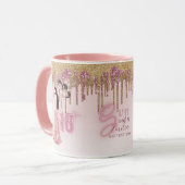  Sweet16 ROSEGOLD DRIPPING GLITTER BRUNETTE Mok (Voorkant links)