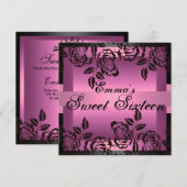 Sweet16 Roze Elegant Roos Verjaardag Uitnodigen Kaart (Voorkant / Achterkant)