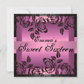 Sweet16 Roze Elegant Roos Verjaardag Uitnodigen Kaart (Voorkant)