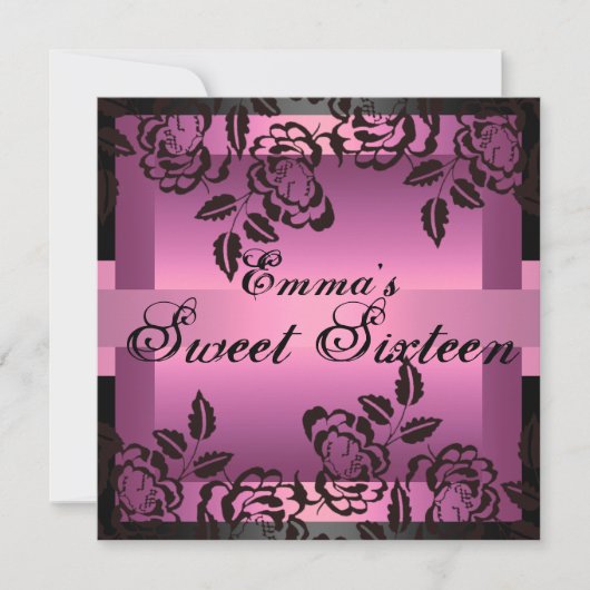Sweet16 Roze Elegant Roos Verjaardag Uitnodigen Kaart (Voorkant)