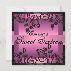 Sweet16 Roze Elegant Roos Verjaardag Uitnodigen Kaart