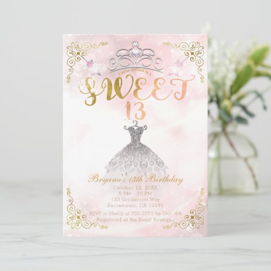 SWEET 13 13e Prinses Roze Sparkle Verjaardagsfeest Kaart (Staand voorkant)