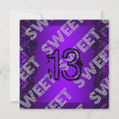 Sweet 13 13e verjaardag Paars Black Lace Grunge Kaart (Voorkant)