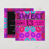 Sweet 13 13th Birthday Lips Koe Roze zwart Kaart (Voorkant / Achterkant)