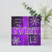 Sweet 13 13th Birthday Paars Winter Wonderland 2 Kaart (Staand voorkant)
