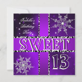 Sweet 13 13th Birthday Paars Winter Wonderland 2 Kaart (Voorkant)