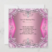 Sweet 13 13th Birthday Party Pink Silver Tiara Kaart (Achterkant)