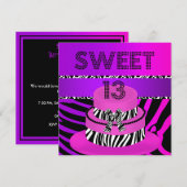 Sweet 13 13th Birthday Zebra Paarse roze Cake Kaart (Voorkant / Achterkant)