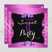 Sweet 13 Cute Paars Pink Zebra Black Birthday Kaart (Voorkant / Achterkant)