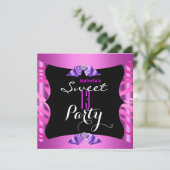 Sweet 13 Cute Paars Pink Zebra Black Birthday Kaart (Staand voorkant)