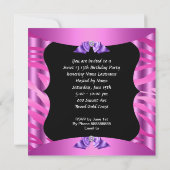 Sweet 13 Cute Paars Pink Zebra Black Birthday Kaart (Achterkant)