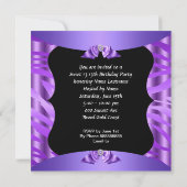 Sweet 13 Cute Paarse Zebra Black Birthday Party 4 Kaart (Achterkant)