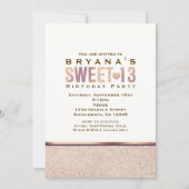 SWEET 13 Faux Roos Gold Champagne Uitnodiging (Voorkant)