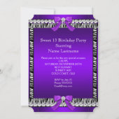 Sweet 13 Fun Party Zebra Paars Ticket 3 Kaart (Achterkant)