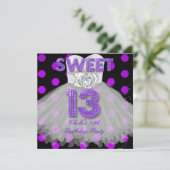 Sweet 13th Birthday Party Girls Teen Paars Kaart (Staand voorkant)