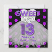Sweet 13th Birthday Party Girls Teen Paars Kaart (Voorkant)