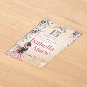 Sweet 15 Fancy en Bloemen Acryl Uitnodiging (Laagn)