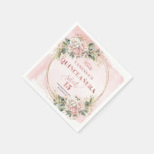 Sweet 15 Napkins Featuring Dusty Pink Floral  Servet (Hoek)