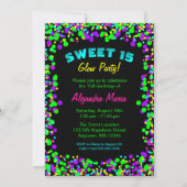 Sweet 15 Neon Glow Confetti Party uitnodigingen (Voorkant)
