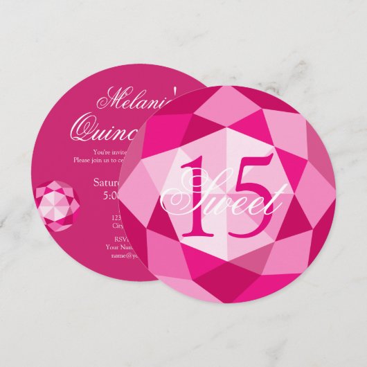 Sweet 15 Quinceañera Verjaardagsfeestuitnodigingen Kaart (Voorkant / Achterkant)