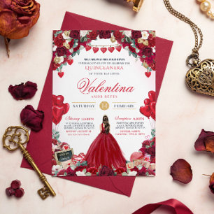 Sweet 15 Valentijnsdag Rood Verjaardag Quinceañera Kaart