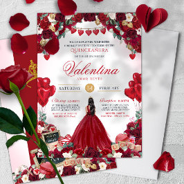 Sweet 15 Valentijnsdag Rood Verjaardag Quinceañera Kaart