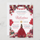 Sweet 15 Valentijnsdag Rood Verjaardag Quinceañera Kaart (Voorkant)