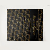 Sweet 15 zwarte en goudfeestdagen achtergrond wandkleed (Voorkant (horizontaal))