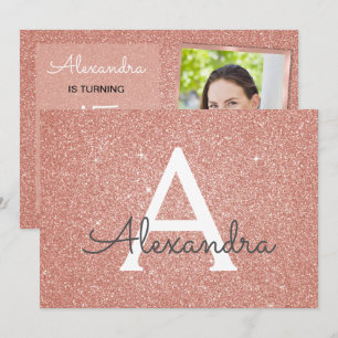 Sweet 15th Sparkle Roos Gold Blush Roze Foto Kaart