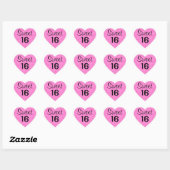 Sweet 16 16 61 zwarte en opgerolde glitterspaarjes hart sticker (Vel)