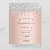 Sweet 16 16e-partijenzilver roze roze roze roze go kaart (Voorkant / Achterkant)