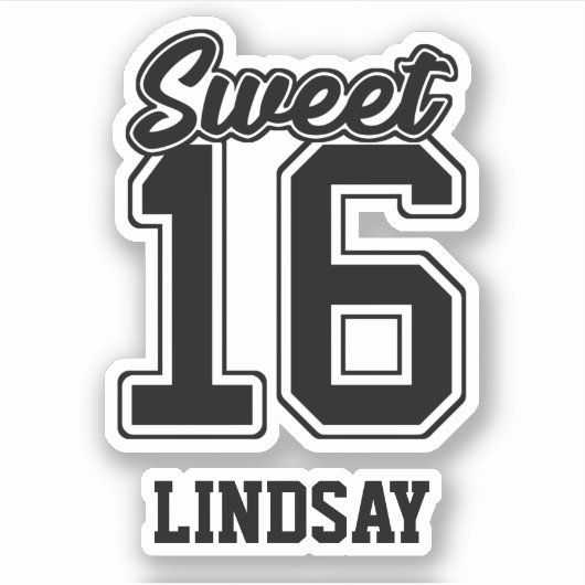 Sweet 16 16e verjaardag Decor Sportieve aangepaste Sticker (Voorkant)