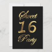 Sweet 16 16e verjaardag Jubileum Black en Gold Kaart (Voorkant)