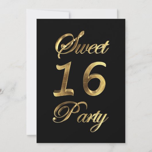 Sweet 16 16e verjaardag Jubileum Black en Gold Kaart (Voorkant)