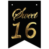 Sweet 16 16e verjaardag Jubileum Black en Gold Vlaggetjes (Tweede vlag)
