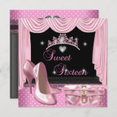 Sweet 16 16e verjaardag Roze zwart wit Kaart (Voorkant / Achterkant)