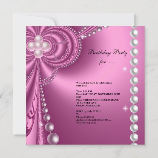 Sweet 16 16e verjaardag Silver White Pearl Kaart (Achterkant)