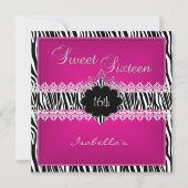 Sweet 16 16e Zebra Lace Sweet Sixteen Roze Kaart (Voorkant)