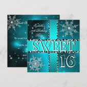 Sweet 16 16th Birthday Blauwgroen Winter Wonderlan Kaart (Voorkant / Achterkant)
